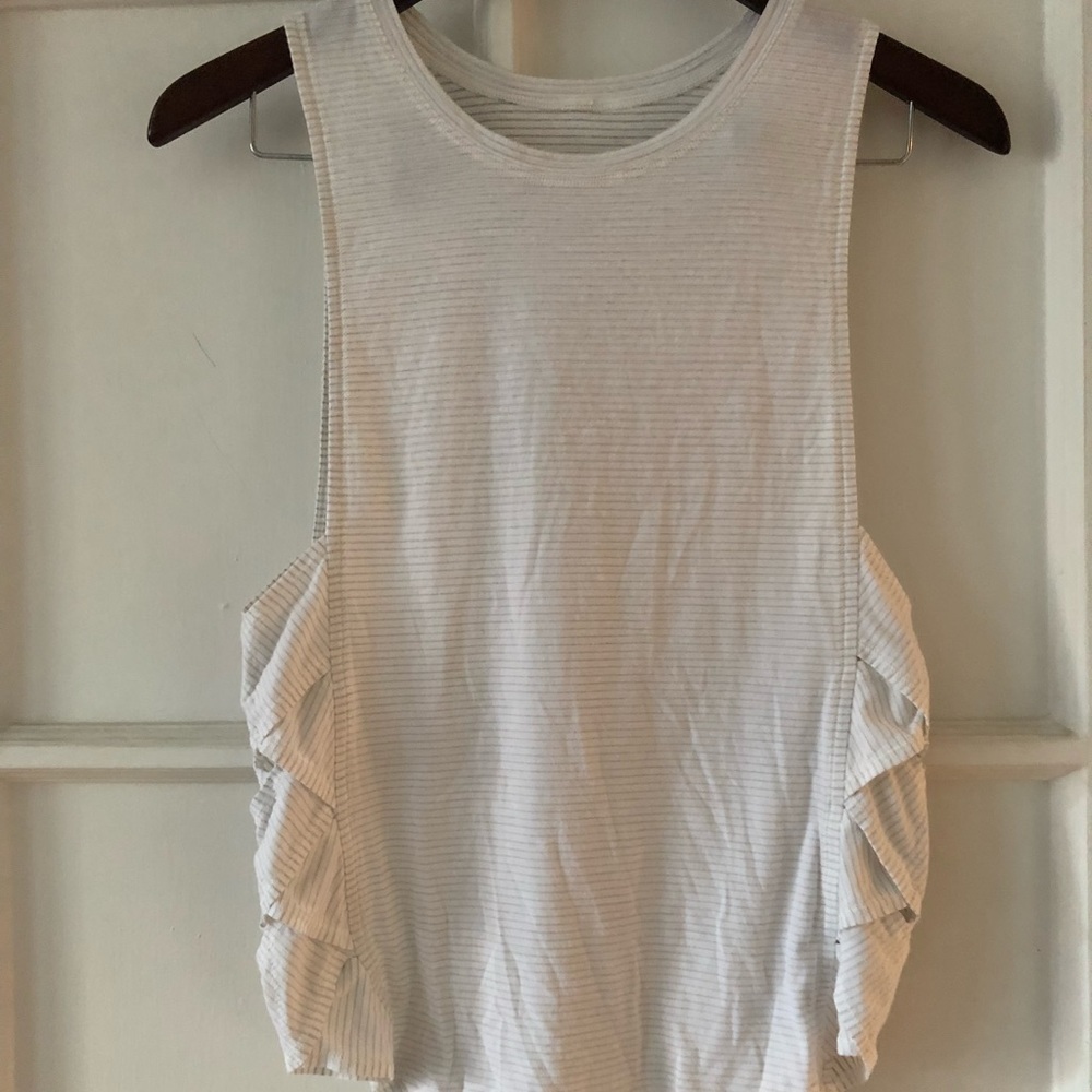 White striped LuLu Lemon muscle tank